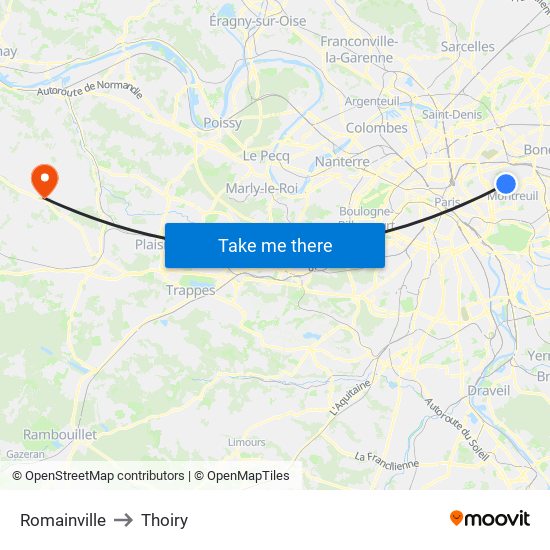 Romainville to Thoiry map