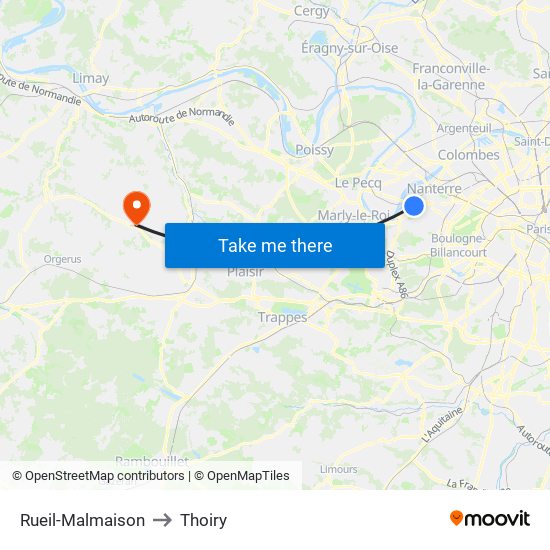 Rueil-Malmaison to Thoiry map