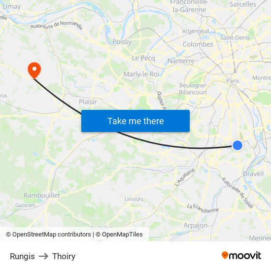Rungis to Thoiry map