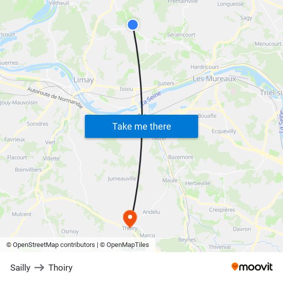 Sailly to Thoiry map