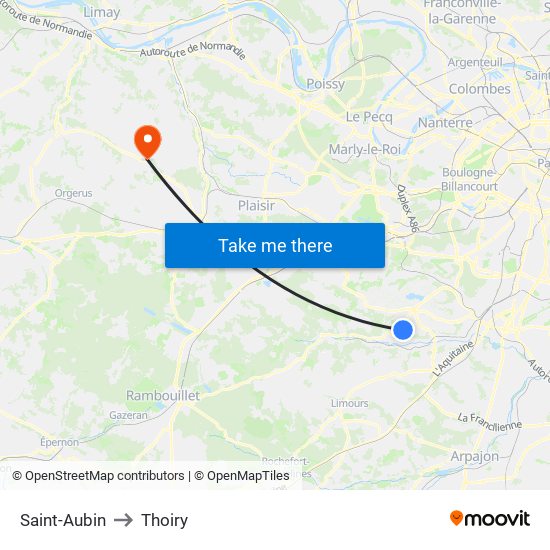Saint-Aubin to Thoiry map