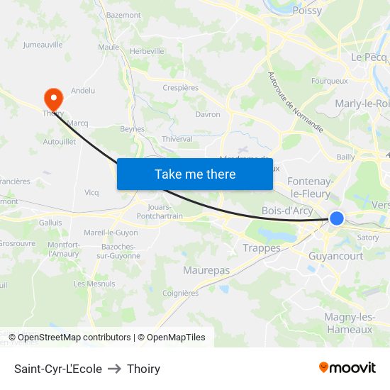 Saint-Cyr-L'Ecole to Thoiry map