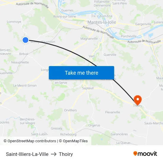 Saint-Illiers-La-Ville to Thoiry map