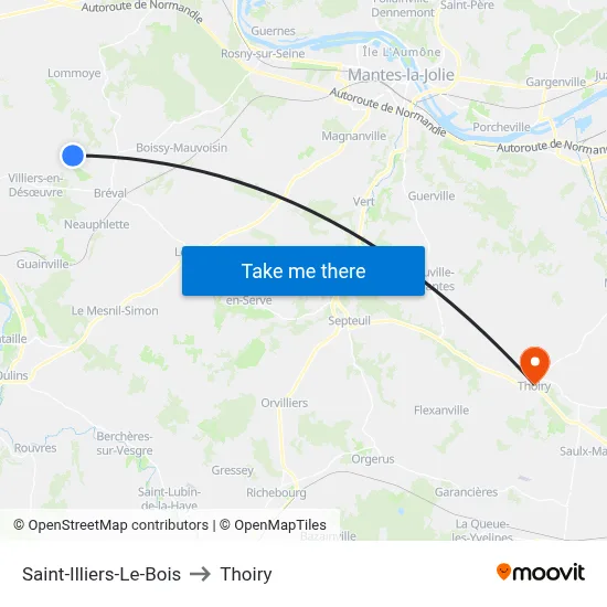 Saint-Illiers-Le-Bois to Thoiry map
