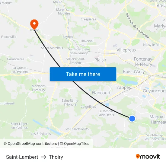 Saint-Lambert to Thoiry map