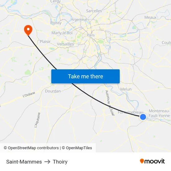 Saint-Mammes to Thoiry map