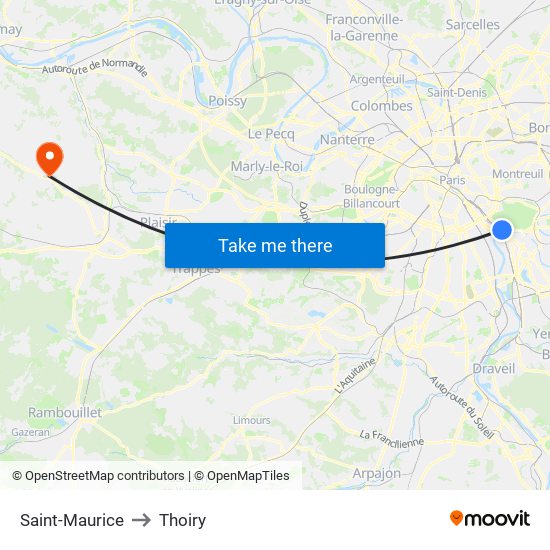Saint-Maurice to Thoiry map