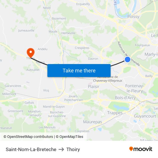 Saint-Nom-La-Breteche to Thoiry map