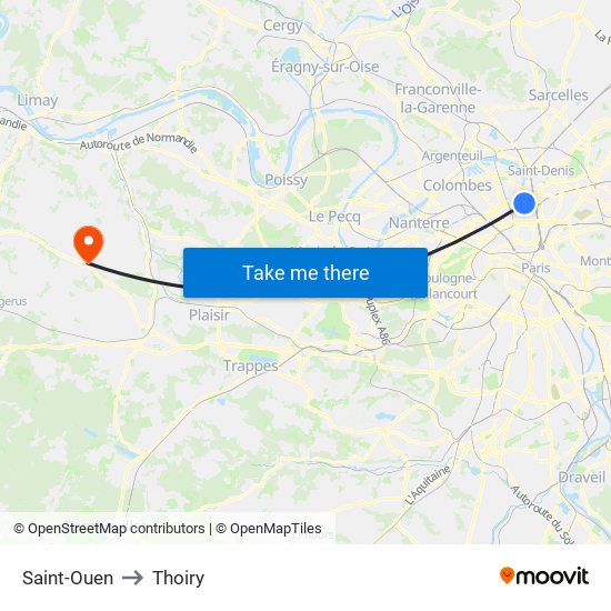 Saint-Ouen to Thoiry map