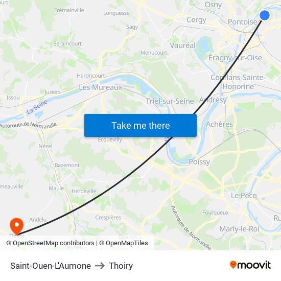 Saint-Ouen-L'Aumone to Thoiry map