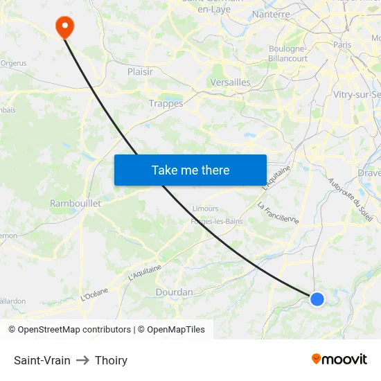 Saint-Vrain to Thoiry map