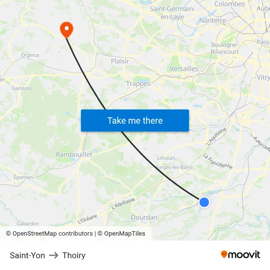 Saint-Yon to Thoiry map