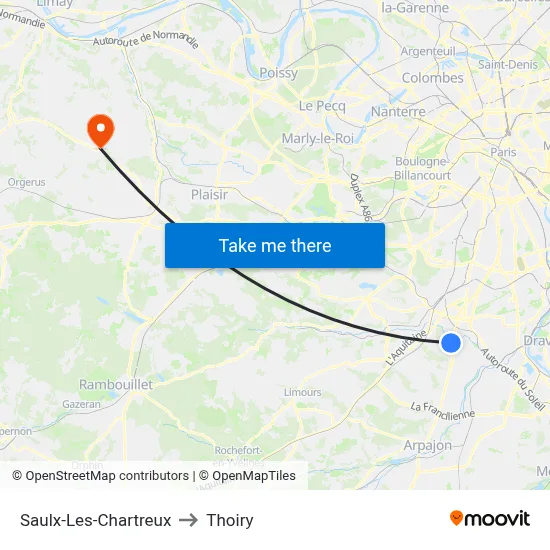 Saulx-Les-Chartreux to Thoiry map