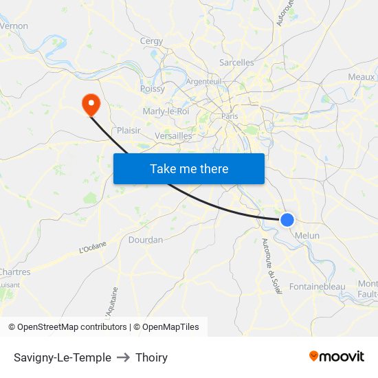 Savigny-Le-Temple to Thoiry map