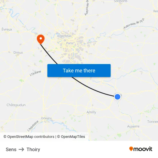 Sens to Thoiry map