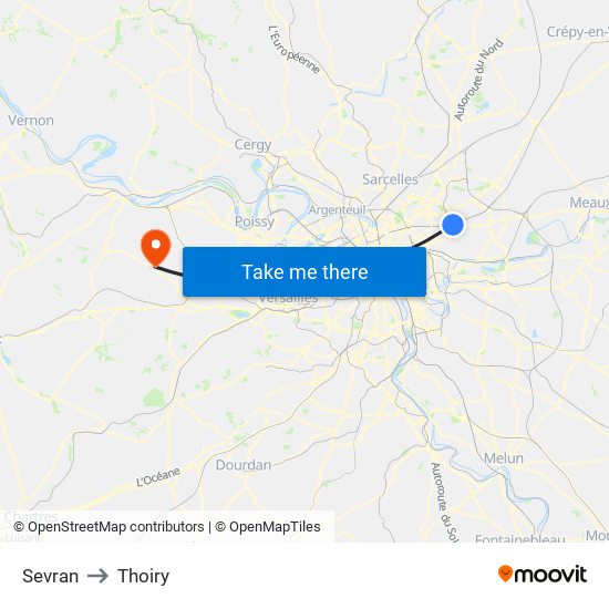 Sevran to Thoiry map