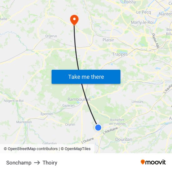 Sonchamp to Thoiry map
