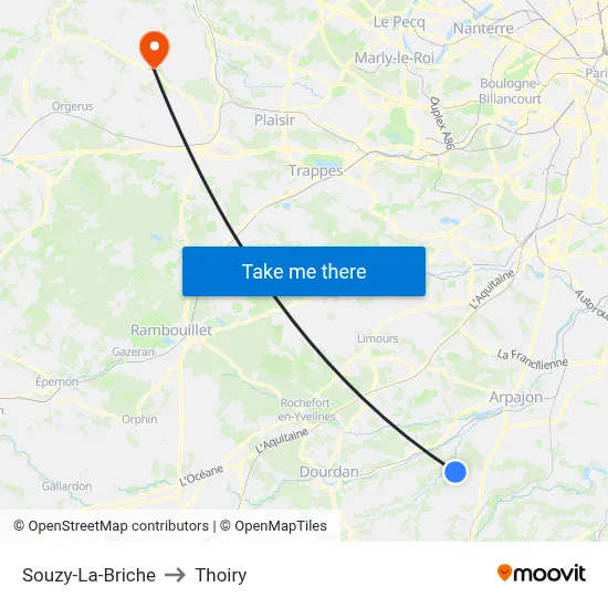 Souzy-La-Briche to Thoiry map