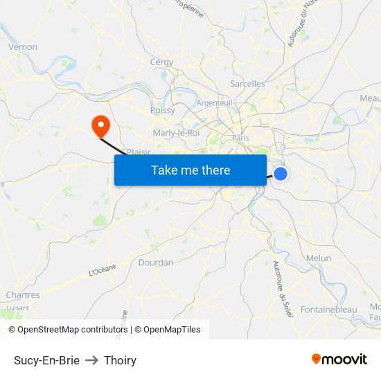 Sucy-En-Brie to Thoiry map