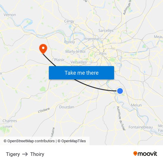 Tigery to Thoiry map