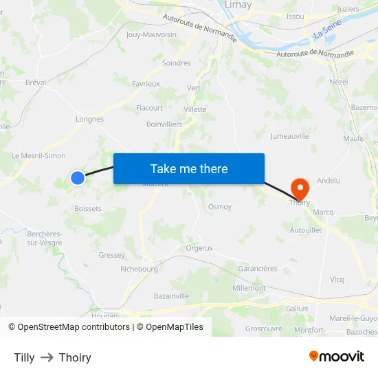 Tilly to Thoiry map