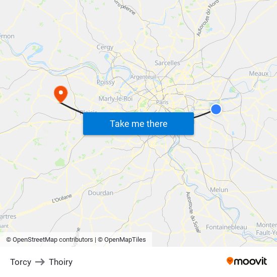 Torcy to Thoiry map