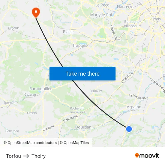 Torfou to Thoiry map