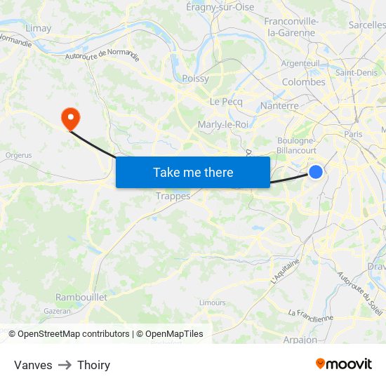 Vanves to Thoiry map