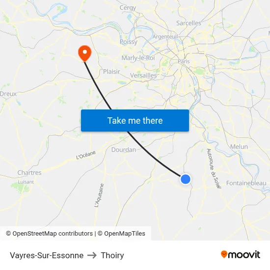 Vayres-Sur-Essonne to Thoiry map