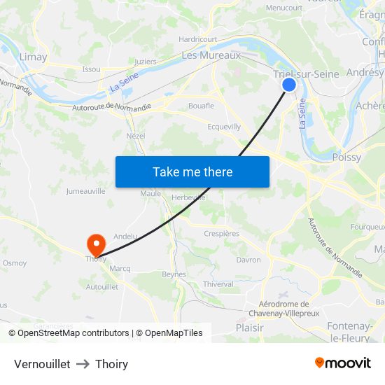 Vernouillet to Thoiry map