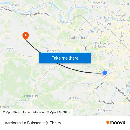 Verrieres-Le-Buisson to Thoiry map