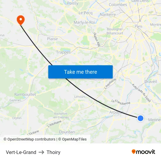 Vert-Le-Grand to Thoiry map