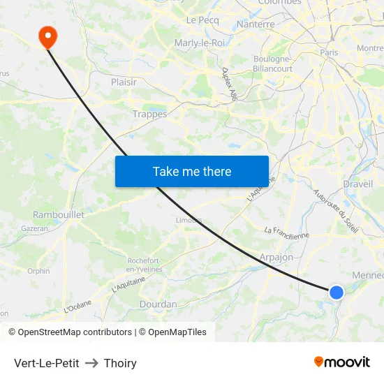 Vert-Le-Petit to Thoiry map