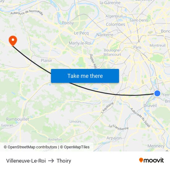 Villeneuve-Le-Roi to Thoiry map