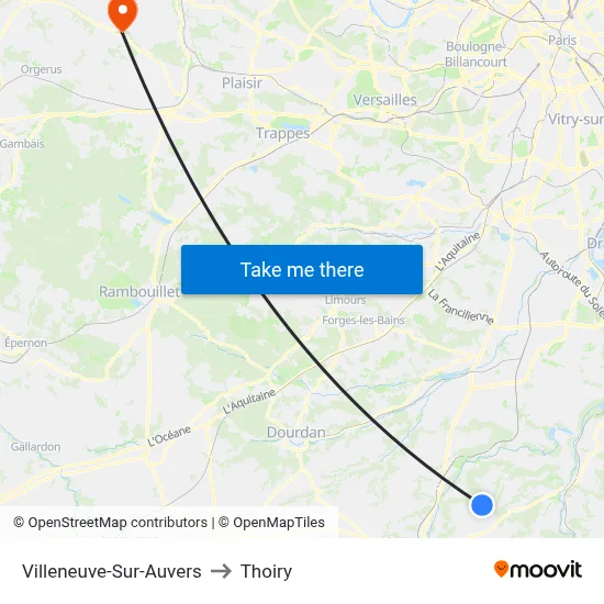 Villeneuve-Sur-Auvers to Thoiry map