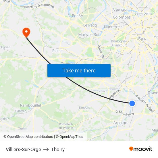 Villiers-Sur-Orge to Thoiry map