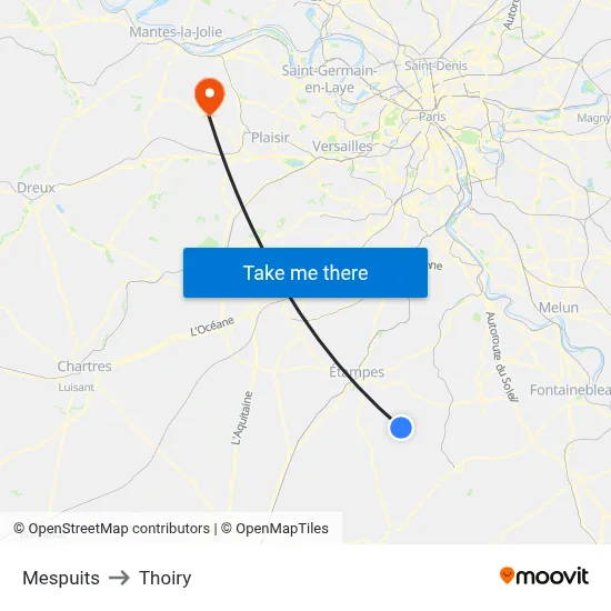 Mespuits to Thoiry map