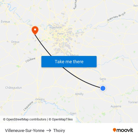 Villeneuve-Sur-Yonne to Thoiry map