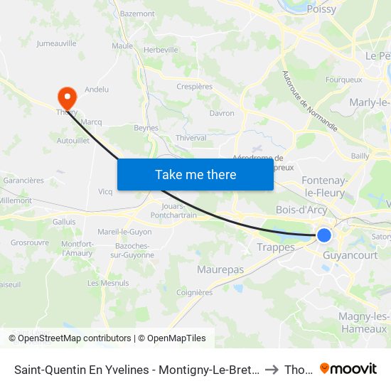 Saint-Quentin En Yvelines - Montigny-Le-Bretonneux to Thoiry map