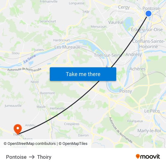 Pontoise to Thoiry map