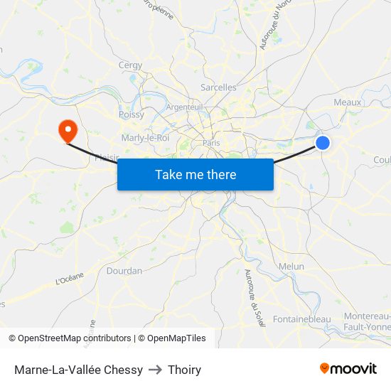 Marne-La-Vallée Chessy to Thoiry map