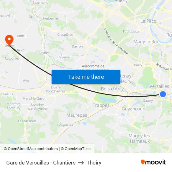 Gare de Versailles - Chantiers to Thoiry map