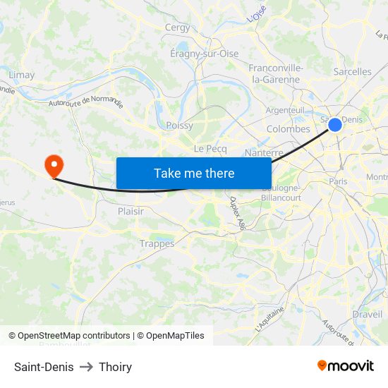 Saint-Denis to Thoiry map