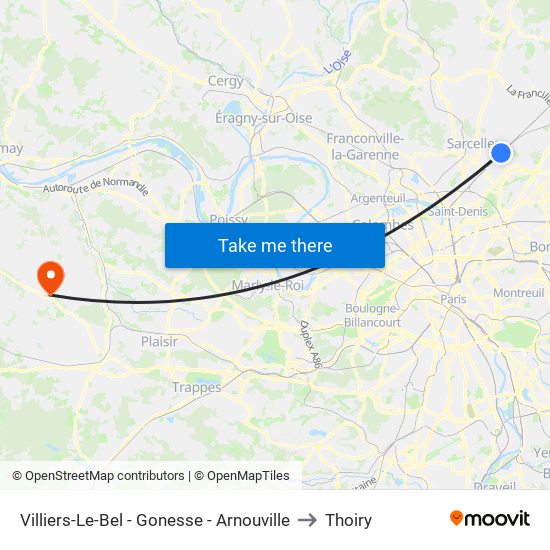 Villiers-Le-Bel - Gonesse - Arnouville to Thoiry map