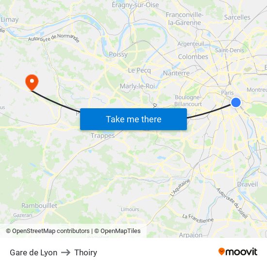 Gare de Lyon to Thoiry map