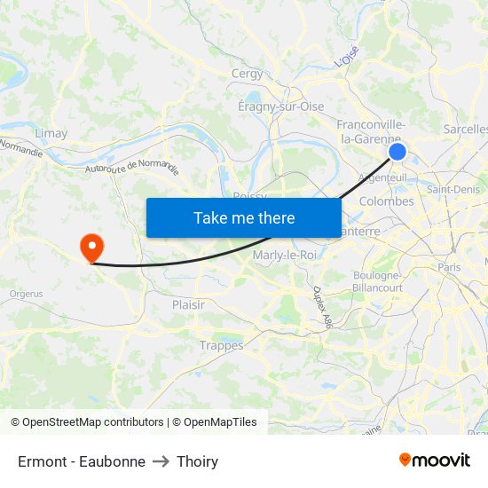 Ermont - Eaubonne to Thoiry map