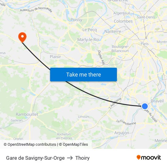 Gare de Savigny-Sur-Orge to Thoiry map