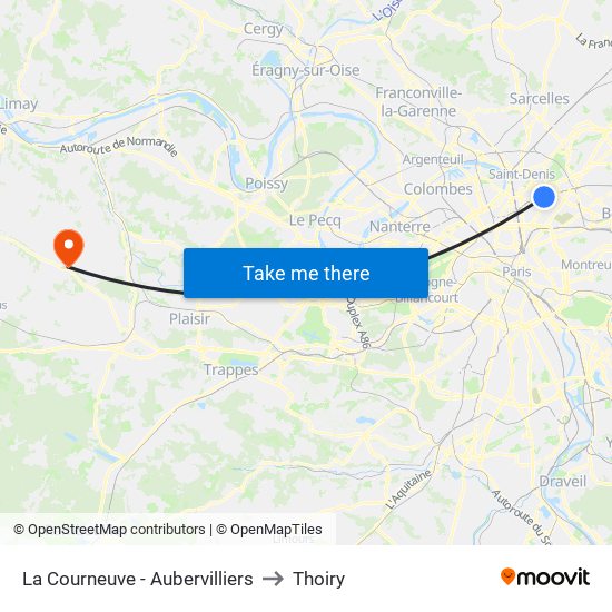 La Courneuve - Aubervilliers to Thoiry map