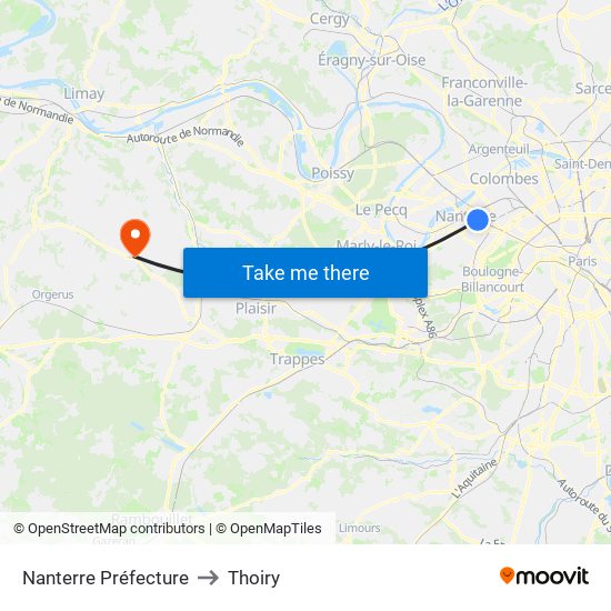 Nanterre Préfecture to Thoiry map