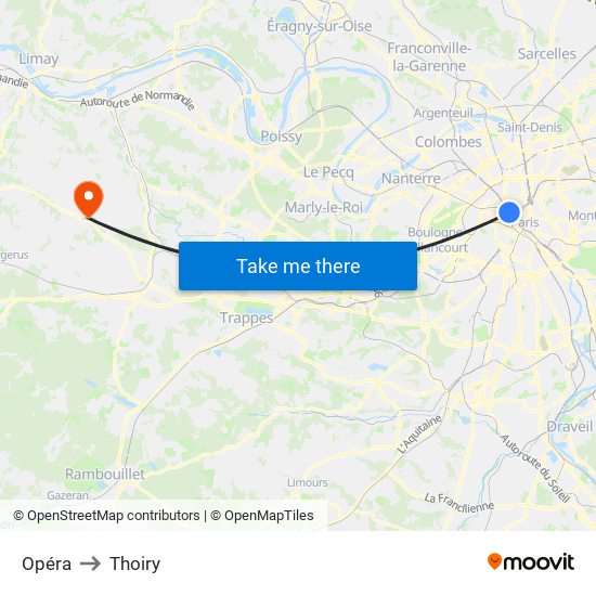 Opéra to Thoiry map